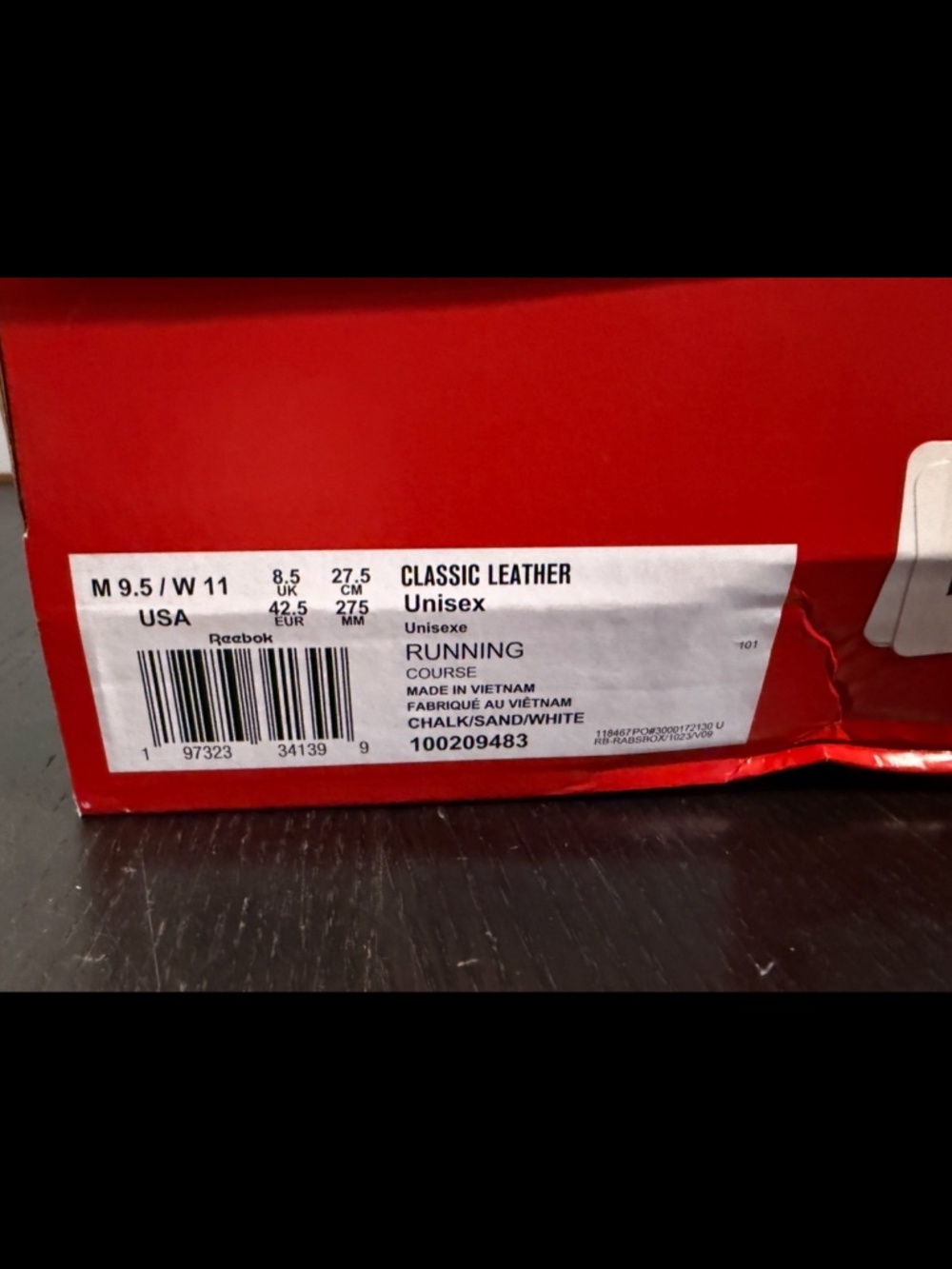 Reebok Classic Leather Running Shoes Sneakers Chalk/Sand/White Unisex M9.5/W11 - Picture 16 of 16